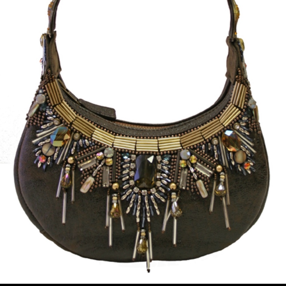 NWT Mary Frances “Luminous”Embellished Brown Designer Shoulder Bag